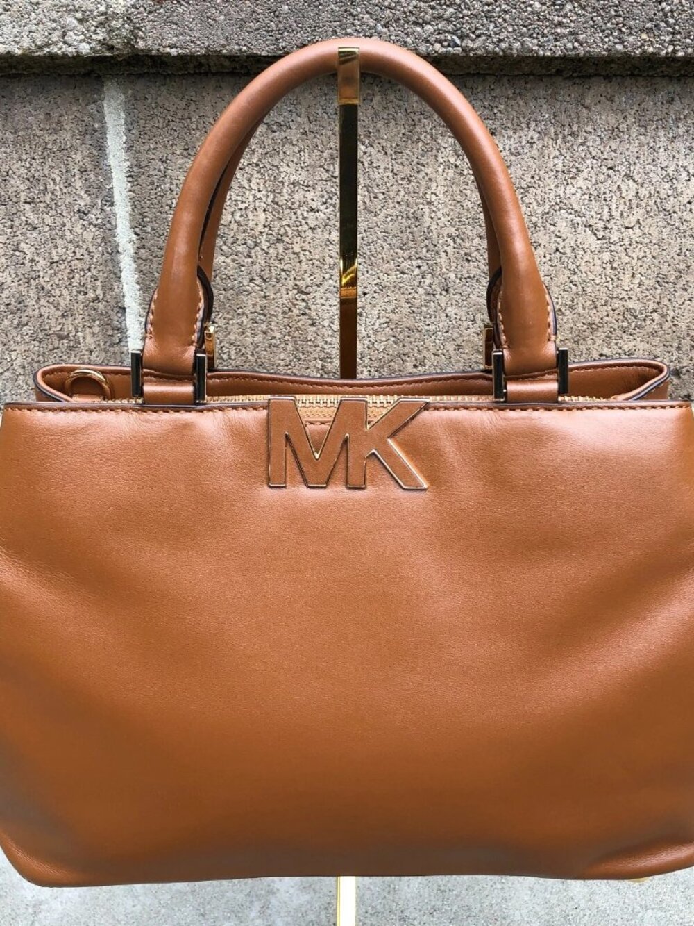 MICHAEL KORS Florence Satchel Purse Leather Brown Top Handle Hand Bag Shoulder - Picture 6 of 16